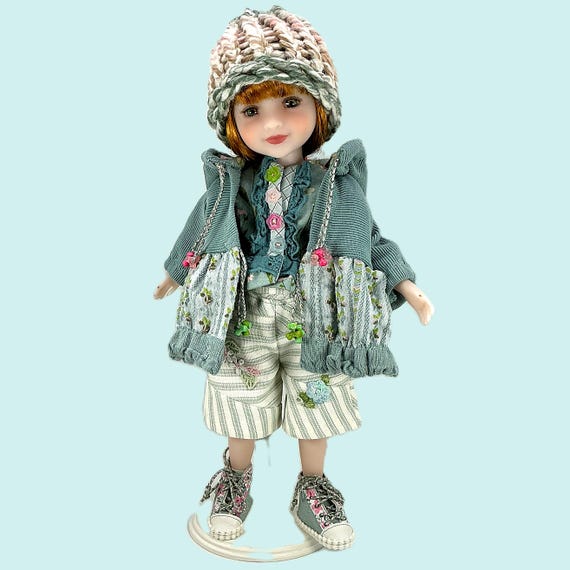 Teal Shorts Hoodie and High Tops Outfit for 15inch Doll like Ruby Red