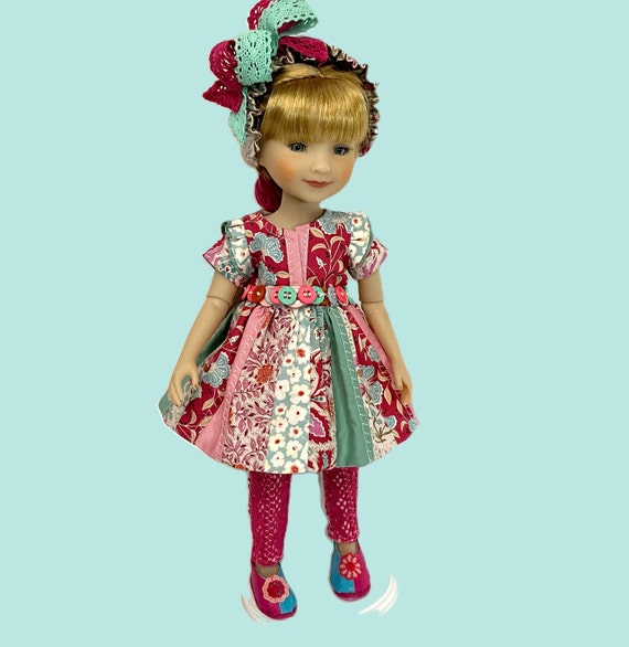 PINK POSIES DRESS - Doll Clothes Ensemble for 15” doll like Ruby Red