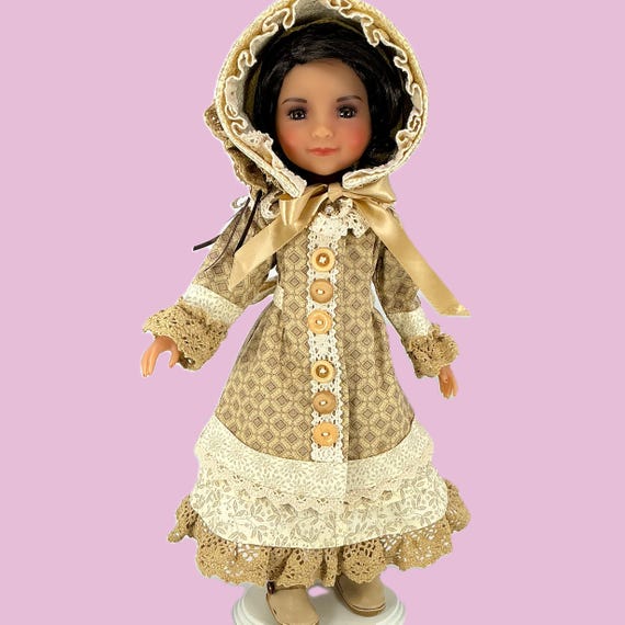 1800 SOMETIME Western Day Dress - Doll Clothes Outfit for 15” Doll like Ruby Red