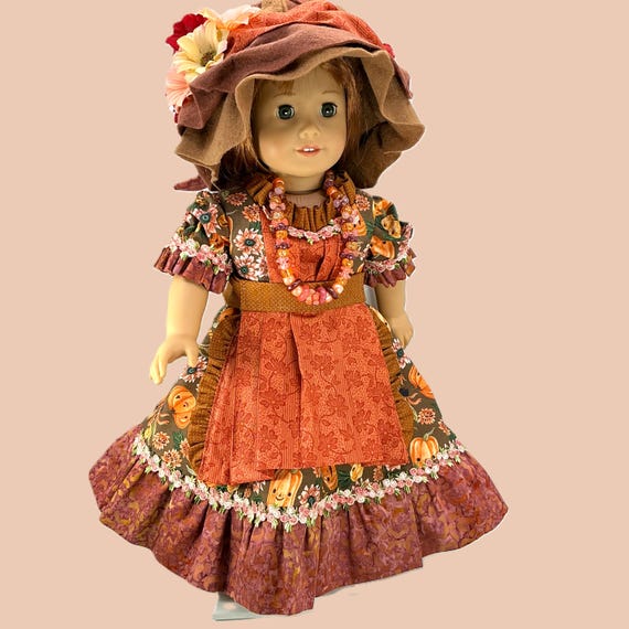 Pumpkins & Mums Doll Dress – 18inch Doll Clothes