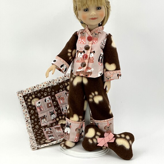 PJ’s and Quilt “CUDDLE PUPPIES” - Doll Clothes for 15” doll like Ruby Red
