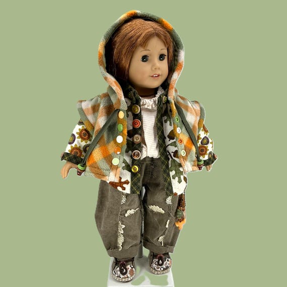 Fall Vest & Barrel Jeans Doll Outfit handmade for 18inch Doll like AG