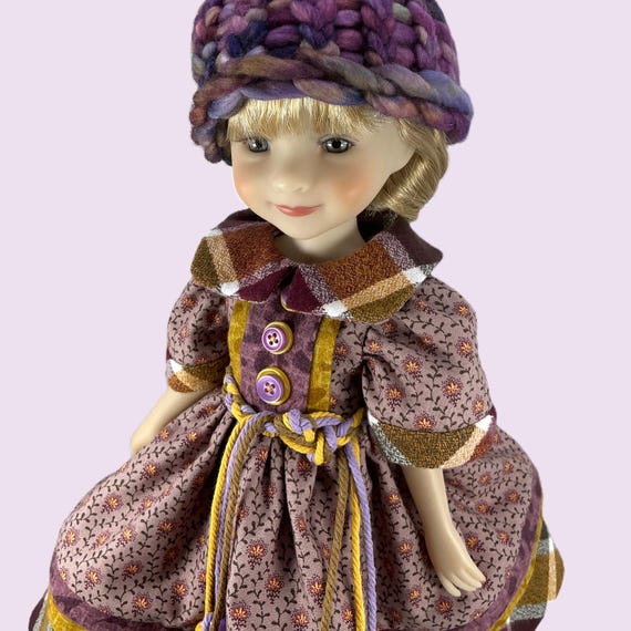 WINTER PLAID Flannel Dress - Doll Clothes Dress for 15” Doll like Ruby Red
