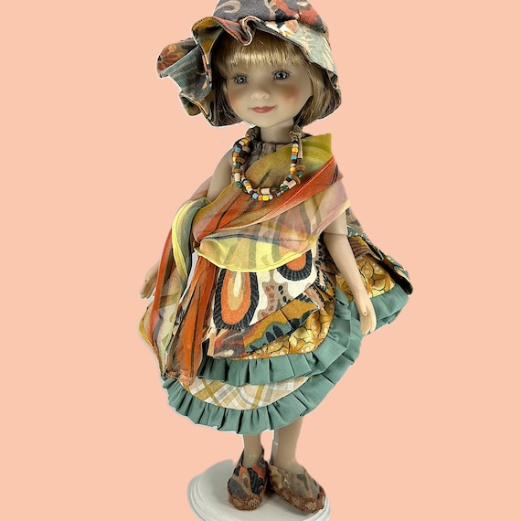 Sunset Summer Dress - Doll Clothes Outfit for 15” Doll like Ruby Red