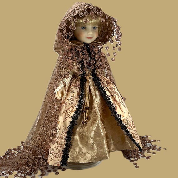 HALLOWEEN Web and Roses Gothic Dress & Cape for 15inch Dolls like Ruby Red