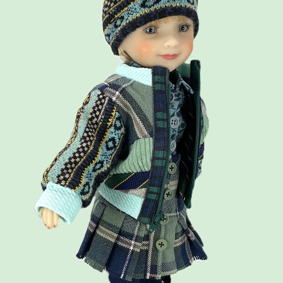 Teal and Navy Patched Bomber Jacket Outfit - Doll Clothes for 15” doll like Ruby Red