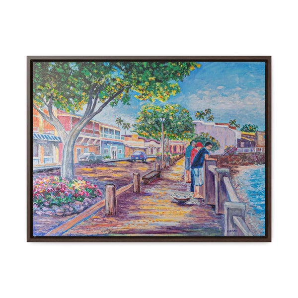 Framed Gallery Wrapped Canvas Art Print | Original Maui Artist: Sheila Covey | Front Street in Lahaina, Hawaii