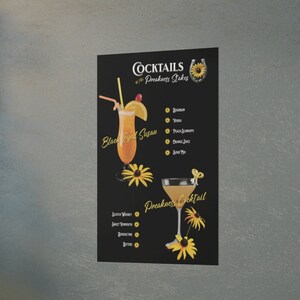 Póster de cócteles de Preakness Stakes: Black Eyed Susan y cóctel de Preakness: póster de fiesta de Preakness en varios tamaños
