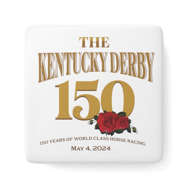 150th Kentucky Derby Porcelain Magnet, Derby Party Favor, Kentucky Derby Party Supplies