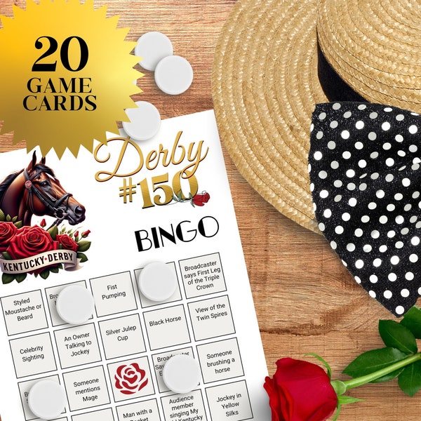 Kentucky Derby #150 Party Spot It Bingo Game Instant Digital Download, Derby Party Bingo Game