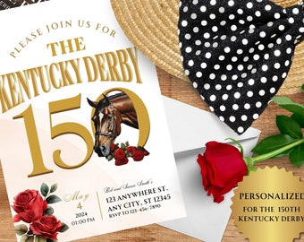 Customizable Kentucky Derby #150 Party Invitations - Choose Your Paper Finish, and Bundle Quantity (envelopes included)
