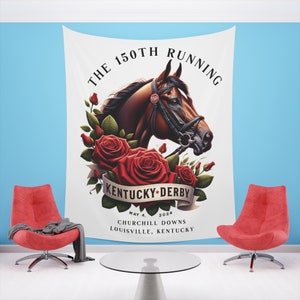 Kentucky Derby #150 Wall Tapestry/Photo Booth Backdrop - Epic 150th Party Decor - 3 Sizes Available! - Printed Kentucky Derby Wall Tapestry