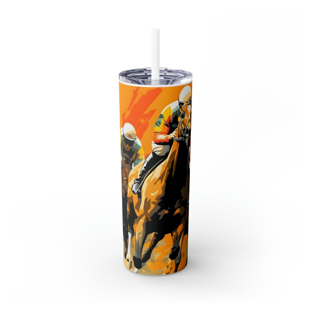 Stunning Race Horses Skinny Tumbler With Straw Horse Racing Enthusiast Gift 20oz Etsy