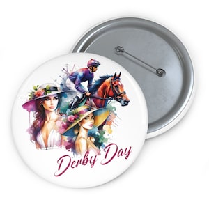 Kentucky Derby Pin Buttons - Derby Party Zubehör - Derby Partygeschenke - Derby Day Pin Button