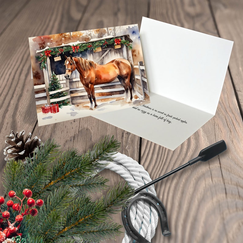 Equine Elegance Christmas Cards, A Set of 5 Beautiful Watercolor-style