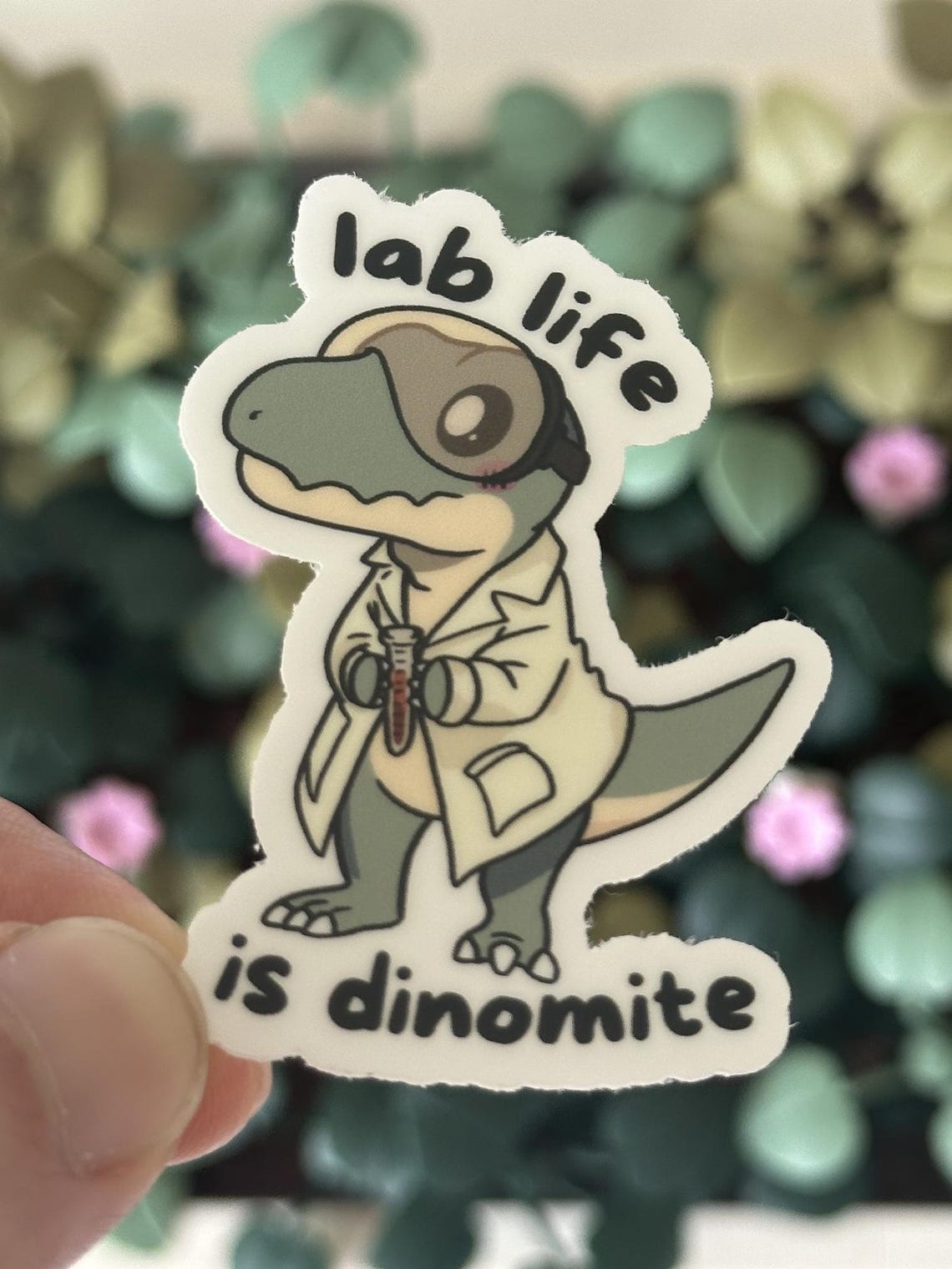 Cute Dinosaur in Lab Coat Sticker - Science Humor Gift for ...
