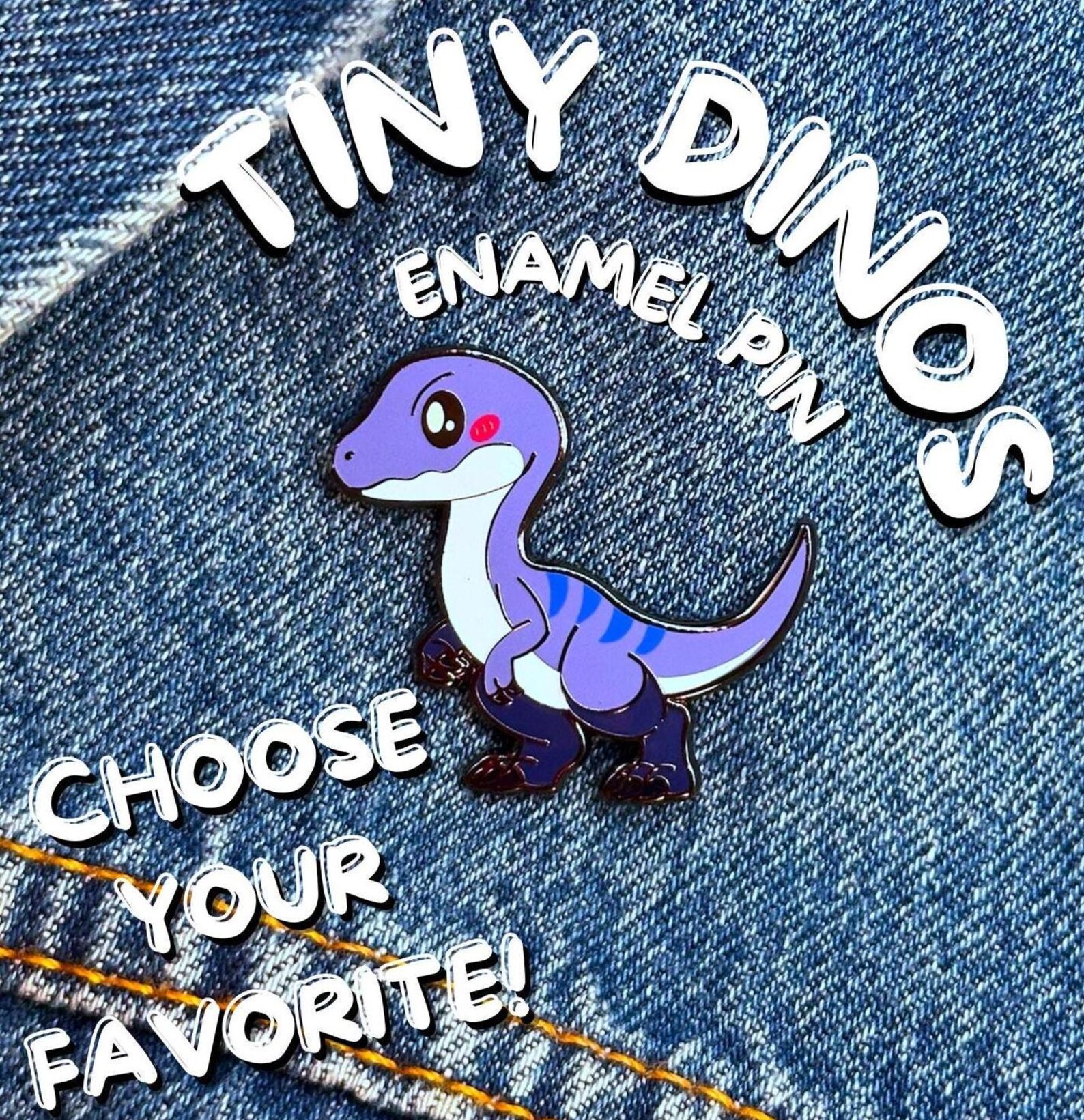 Cute Raptor Blue Blue Raptor Enamel Pin - Cute Velociraptor Dinosaur Badge for Jurassic ...