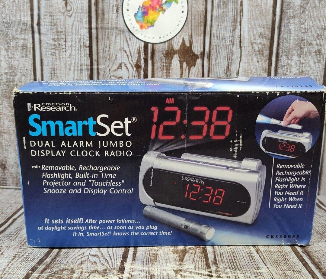 Emerson Research CKS3095S Smartset Dual Clock Flashlight Radio Etsy