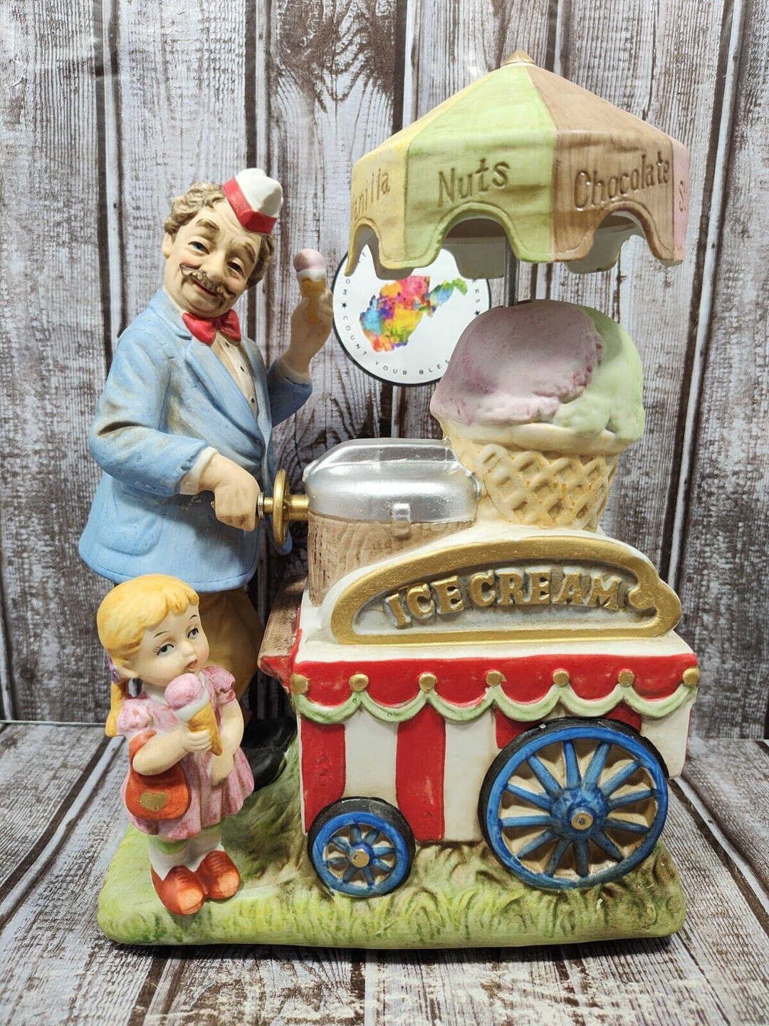 waco Melody in motion メロディーモーション Waco Melody in Motion Ice Cream Vendor Bisque Porcelain Music