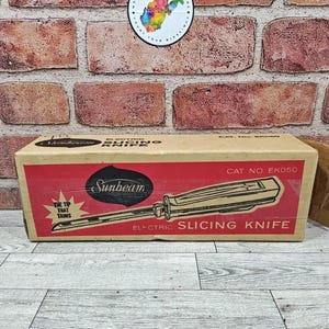 Vintage Sunbeam Electric Slicing Knife w/ Original Box & Paperwork Tested