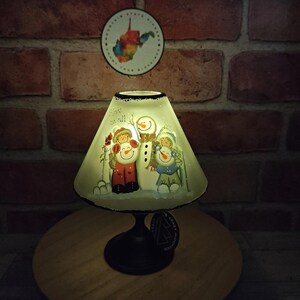 Crazy Mountain Winter Tealight Lamp Snowman Friends Frosted Glass Shade 2 Pc NWT
