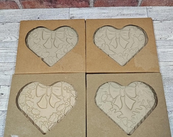 2003 Set of 4 Pampered Chef Seasons Of The Heart Series Stoneware Cookie Molds