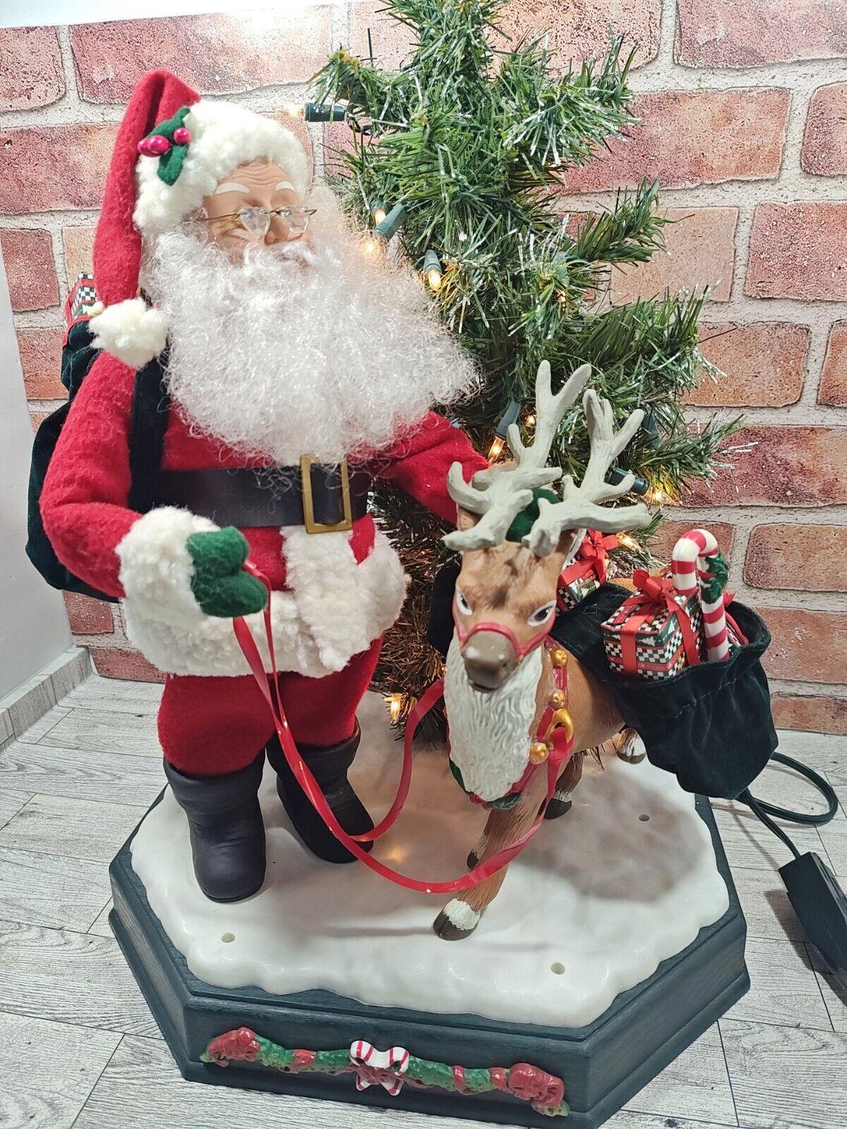 animated santa サンタクロース 人形 ステンドグラスランプ付き