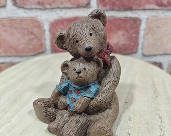 1987 Miss Martha Originals Moe & Pokey #65 All God's Children 3" Bear with Cub