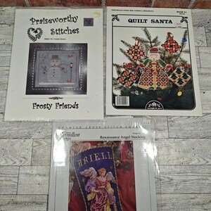 Zestaw 3 pięknych ulotek z sezonowymi wzorami do haftu krzyżykowego, różne wzory