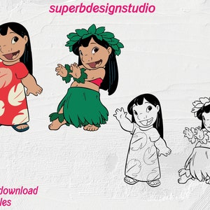 Lilo svg bundle, Lilo line art, Lilo layered, Lilo cut file, Lilo outline, Lilo cricut, stitch png, stitch silhouette, stitch svg, peakley