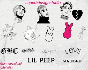 Lil Peep svg bundle, lil peep tatouage svg, peep svg, lil peep bunny, bad bunny, lil peep silhouette, cry baby svg, fichier coupé, cricut