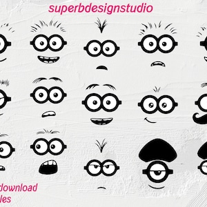 Minions Eyes Vector Bundle / Despicable Me Clip Art Svg / New Shape Art / Cut Files For Cricut / Minion Face Png / New Design + Bonus Vector