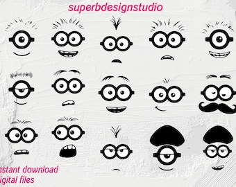 Minions Eyes Vector Bundle / Despicable Me Clip Art Svg / New Shape Art / Cut Files For Cricut / Minion Face Png / Nouveau Design + Bonus Vector