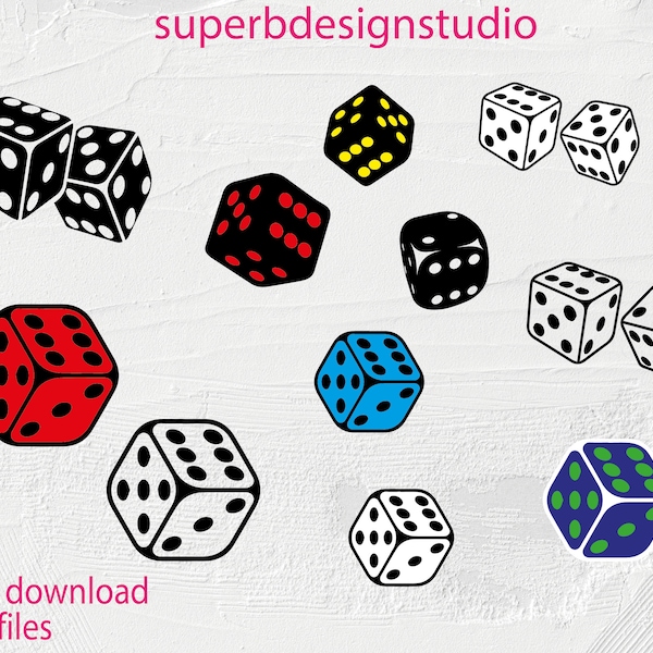 Dice SVG Bundle, Dice PNG Bundle, Dice Clipart, Dice SVG Cut Files for Cricut, two dice svg and png. Gambling svg, casino svg. Gambling svg.