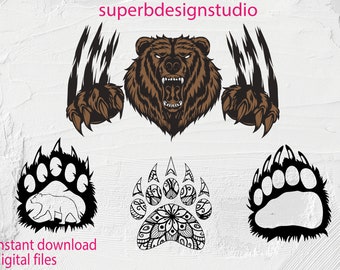 Bear Claw SVG Bundle, Bear Claw SVG, Bear Svg, Bear Svg Bundle, Bear Paw svg, Paw Print SVG, Grizzly Bear svg, Animal Paw svg
