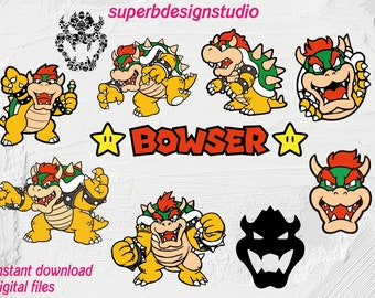 Bowser svg Bundle, Bowser Svg, Bowser Png, monstre svg, super mario svg, mario png, jeu vidéo, fichier de coupe bowser