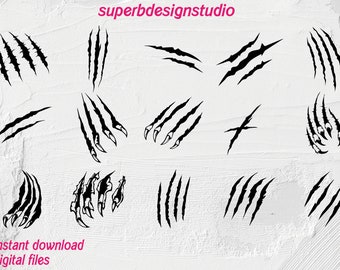 Griffe SVG Bundle, Griffe PNG Bundle, Griffe Clipart, Dino Claw, Marks svg,Scratch svg,Claw Marks SVG, Sublimation, Scratches Clip Art, griffe scratch