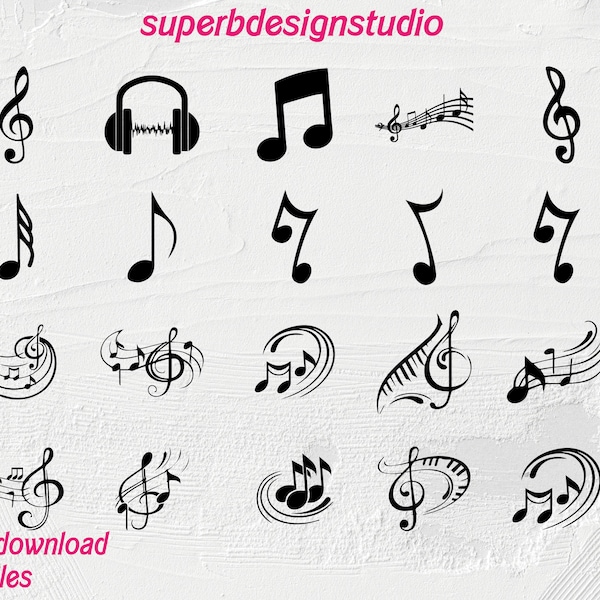 Musical Notes svg bundle, Instant Download, Notes Clipart , Music Notes Cut Files For Cricut , Music Notes Vector, silhouette, cut files