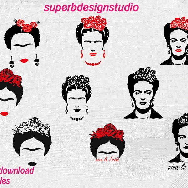 Frida Kahlo Svg Bundle, Frida Kahlo Svg, viva la frida, Kahlo Png, Instant Download, cut files, girl power frida, kahlo flower, my own muse