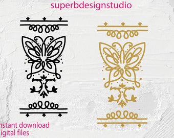 Encanto Candle Pattern Hand Drawn Decal Files, deux couleurs Encanto Candle Clipart coupe fichiers pour cricut, svg, png, dxf, jpg, pdf, eps