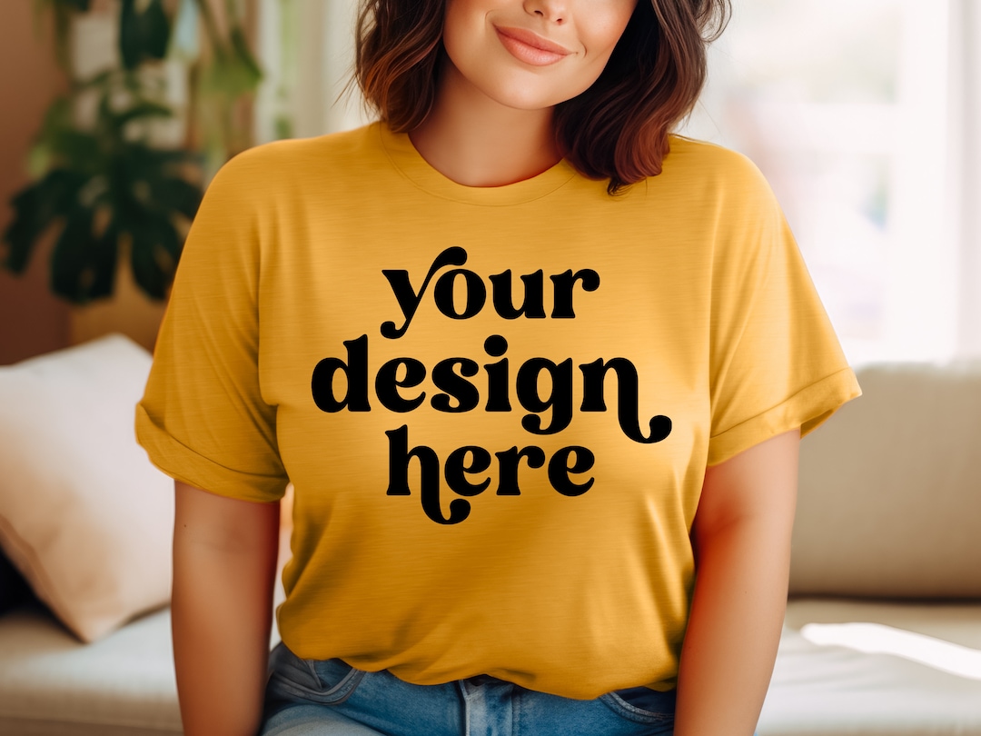 Heather Mustard Yellow Bella Canvas 3001 T-shirt Mockup | Minimalist ...