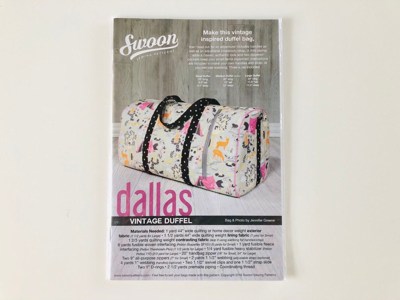 Dallas Vintage Duffel pattern by Swoon Sewing Patterns NEW paper pattern