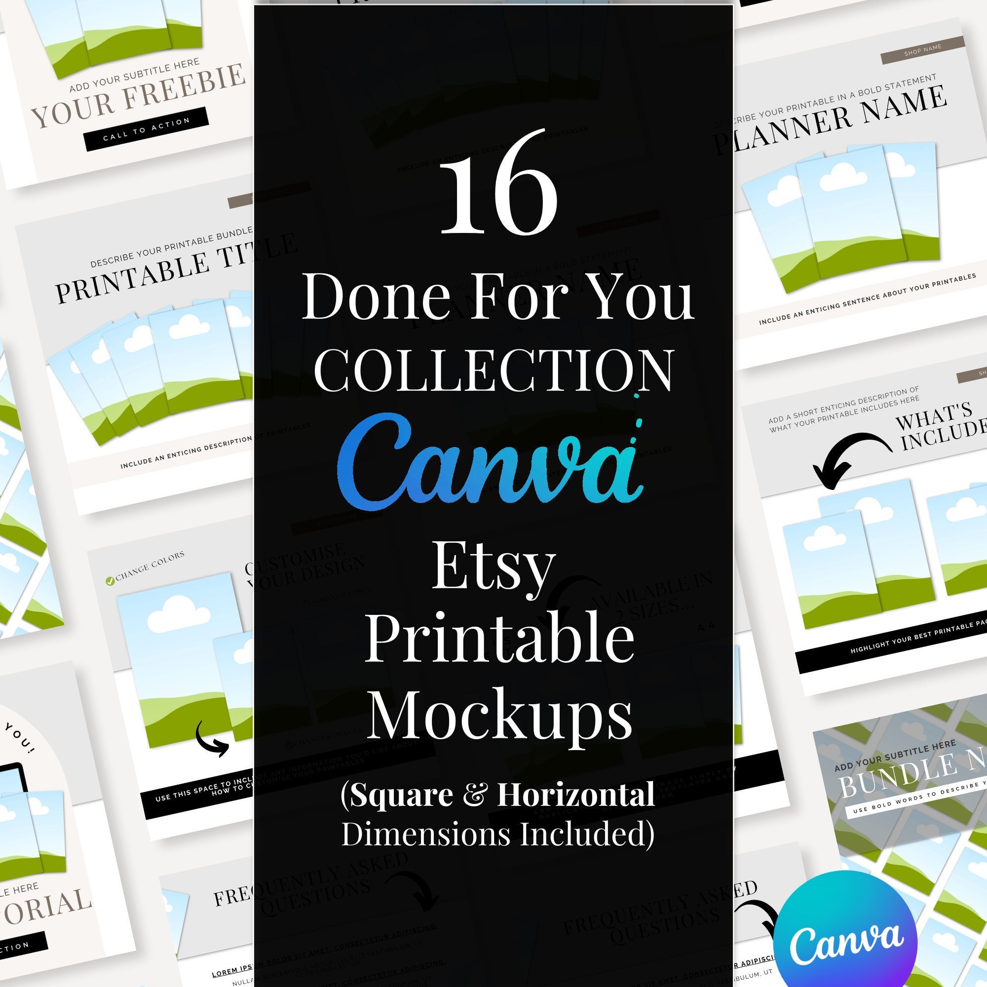 Square Etsy Mockup | Printable Mockup |printable Bundle Mockup | Canva ...