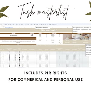 PLR/MRR Planner Pro_Automated planner_Chic Neutrals:Google Sheets,Daily Routine,Digital Planner,To Do List Template,Task Tracker