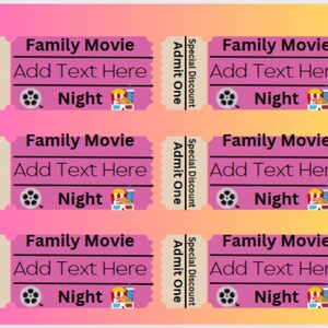 Couples , Love , printable, coupon, customizable, family, movie, night, tickets