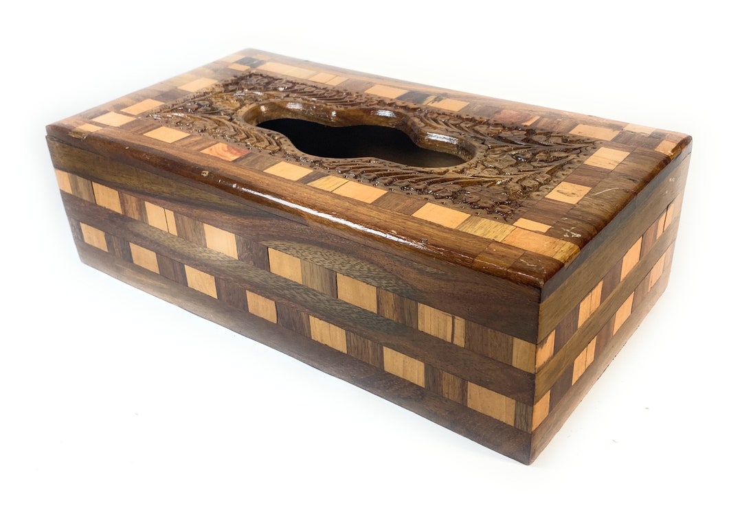 Wooden Tissue Box Handmade Tissue Holder Storage With Red Etsy