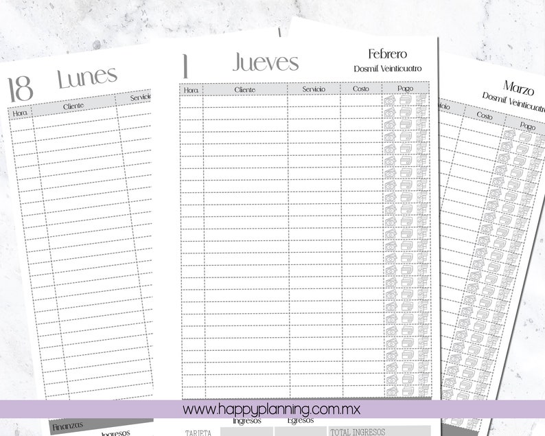 Appointment and Shift Planner 2024 in Spanish in Printable Half Letter
