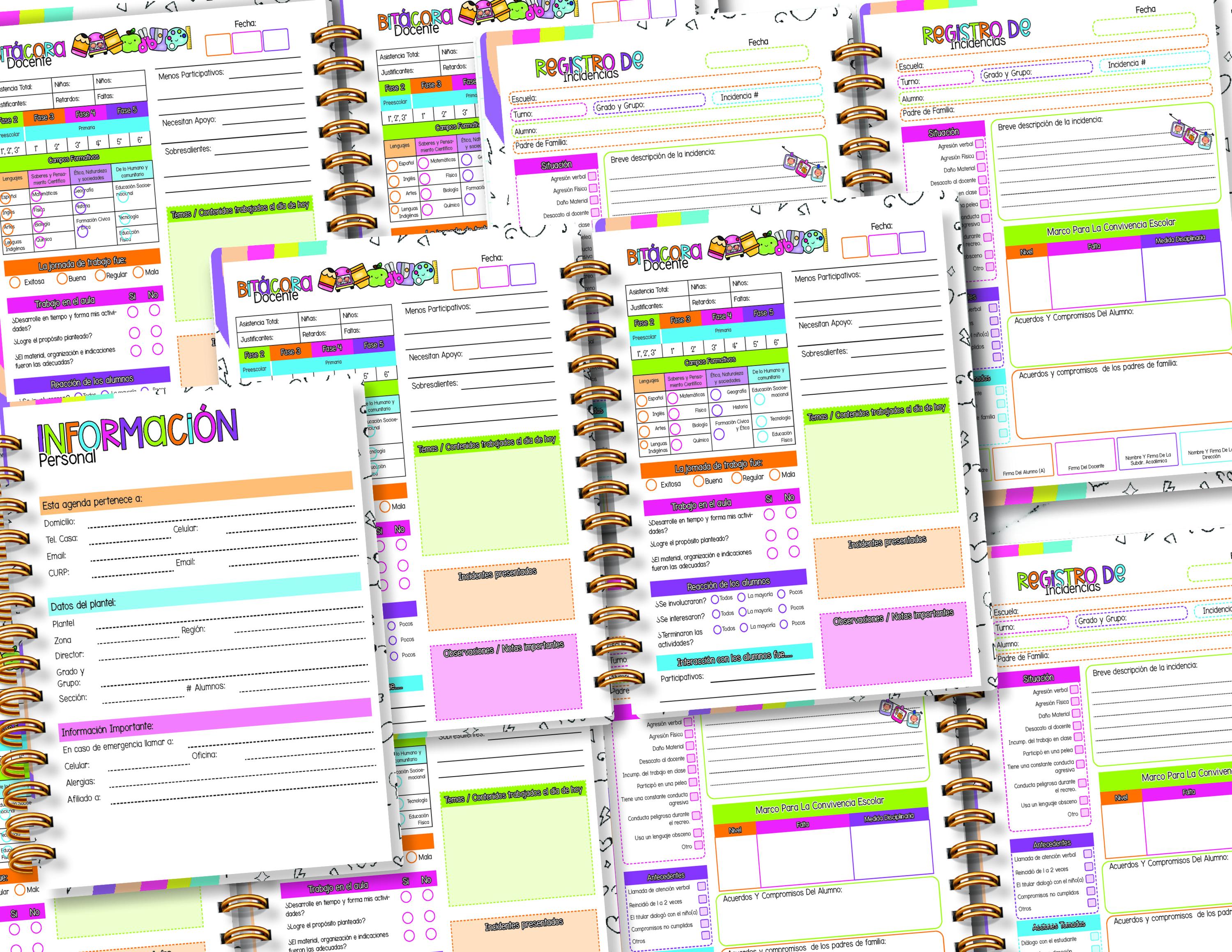 Teachers' Agenda, Teachers, Back to School, 2025-2026 Teachers' Log / School Incidents 2025-2026 / PRINTABLE PDF, M. O.