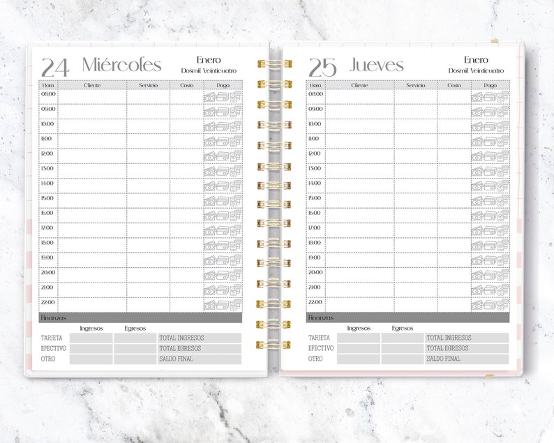 Appointment and Shift Planner 2024 in Spanish in Printable Half Letter