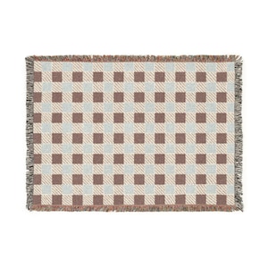 Coperta tessuta a quadri color ruggine / Plaid accogliente a quadri, tonalità neutre